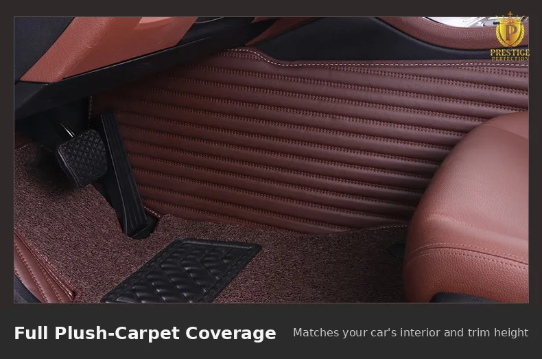 Side view of a Sovereign Series mat rising up the footwell wall, with plush coil carpet covering the floor to the height of the car's trim